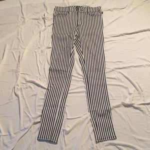 Tripp NYC black and white striped skinny jeans